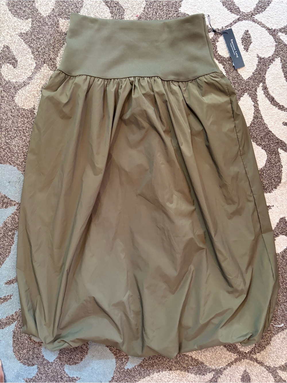 Olive Green A-Line Balloon Skirt by Emerson Lang